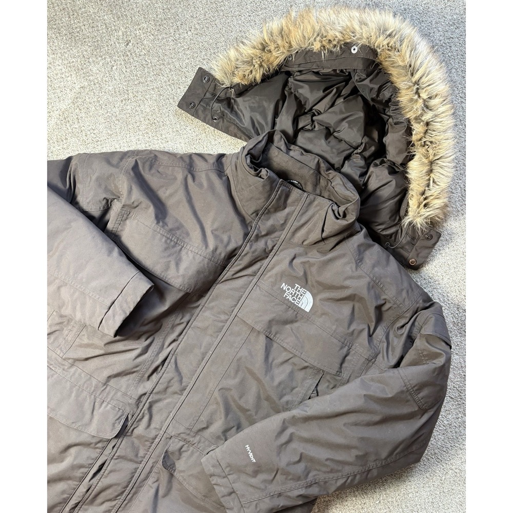 North Face Parka Jacket Mens 3XL Puffer Removable Hood HyVent Goose Down Brown